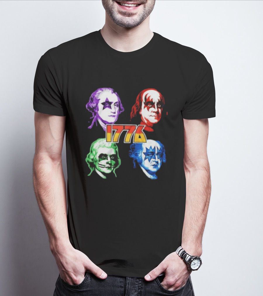 1776 Founding Fathers Rock Band George Washington Benjamin Franklin T-Shirt