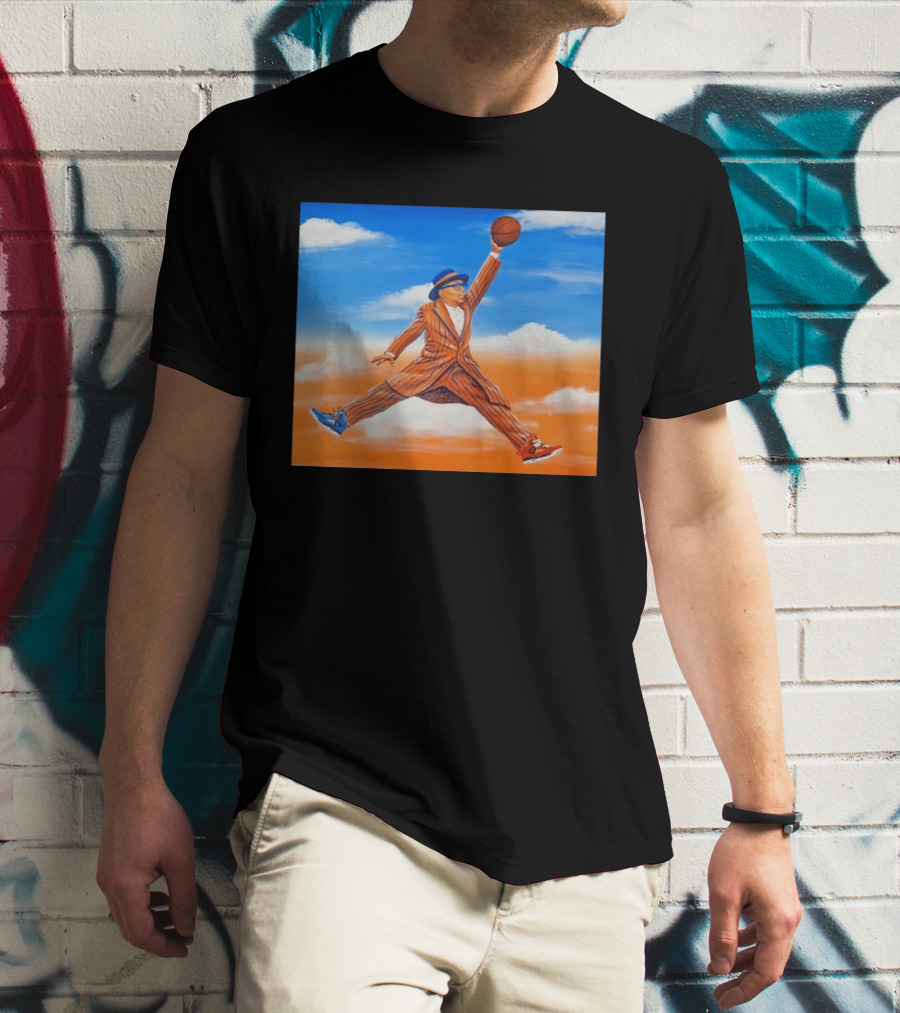 Spike Lee Jumping Basketball Air Jordan Jumpman Striped Suit Sky Sneakers T-Shirt