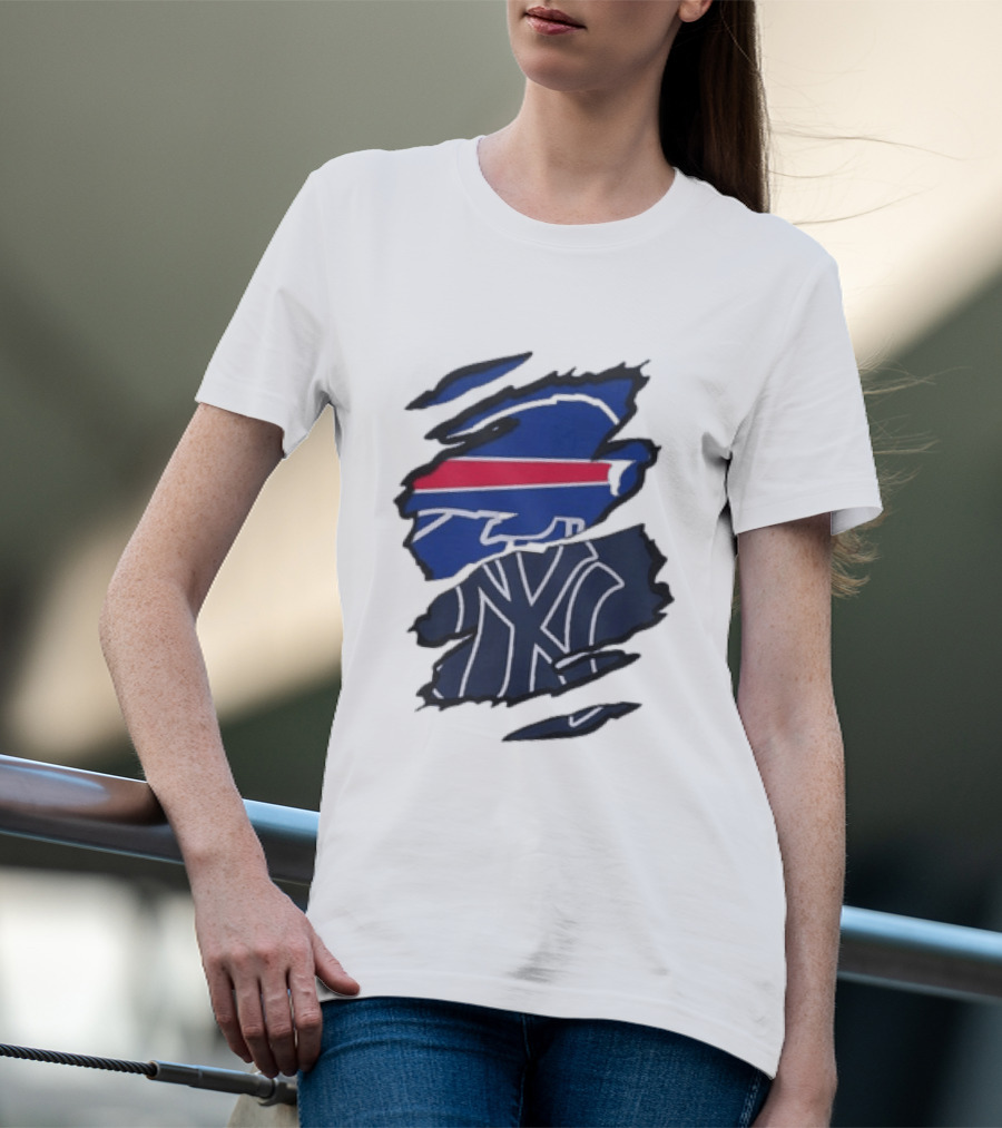 Buffalo Bills New York Yankees Split Collaboration Beneath The Surface T-Shirt