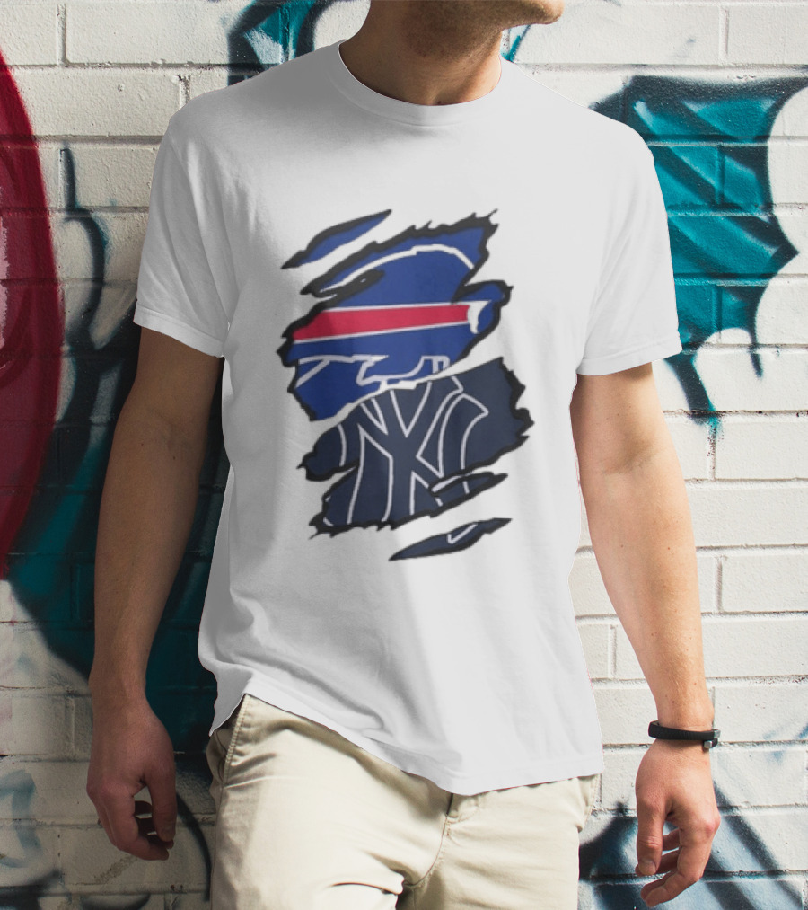 Buffalo Bills New York Yankees Split Collaboration Beneath The Surface T-Shirt