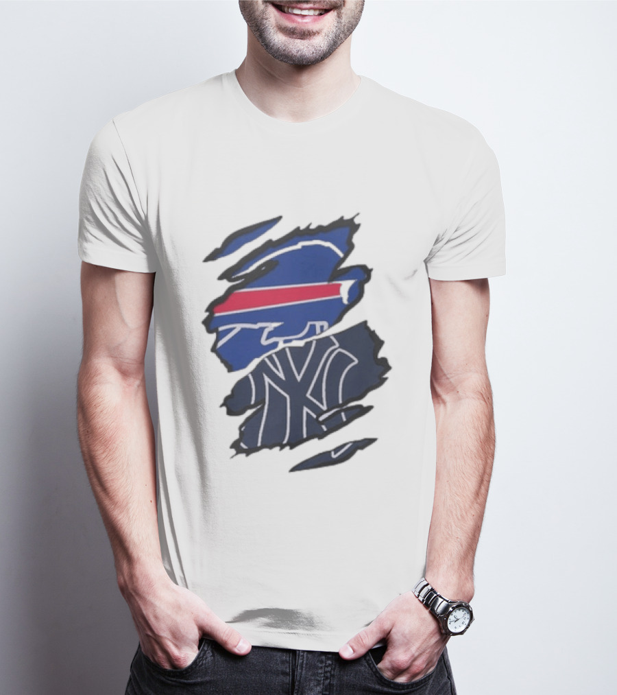 Buffalo Bills New York Yankees Split Collaboration Beneath The Surface T-Shirt