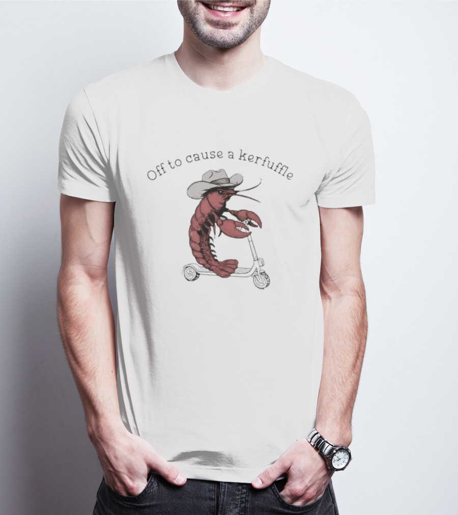 Cowboy Lobster On Scooter Off To Cause A Kerfuffle Humorous Pun Animal T-Shirt
