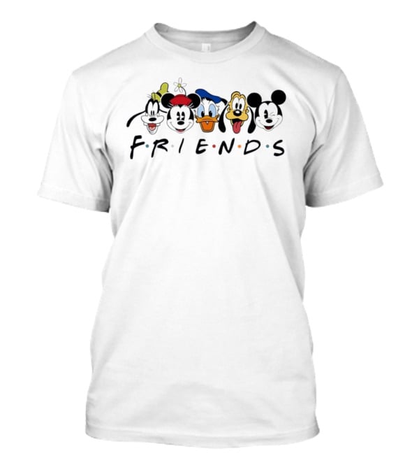 Disney Friends Goofy Minnie Donald Pluto Mickey Faces T-Shirt