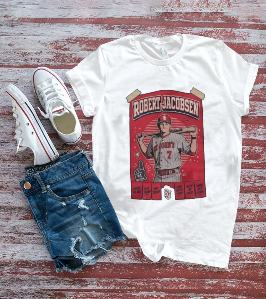 Robert Jacobsen St John's 7 Red Storm Defend The Hill Play Tough Blood Line United T-Shirt