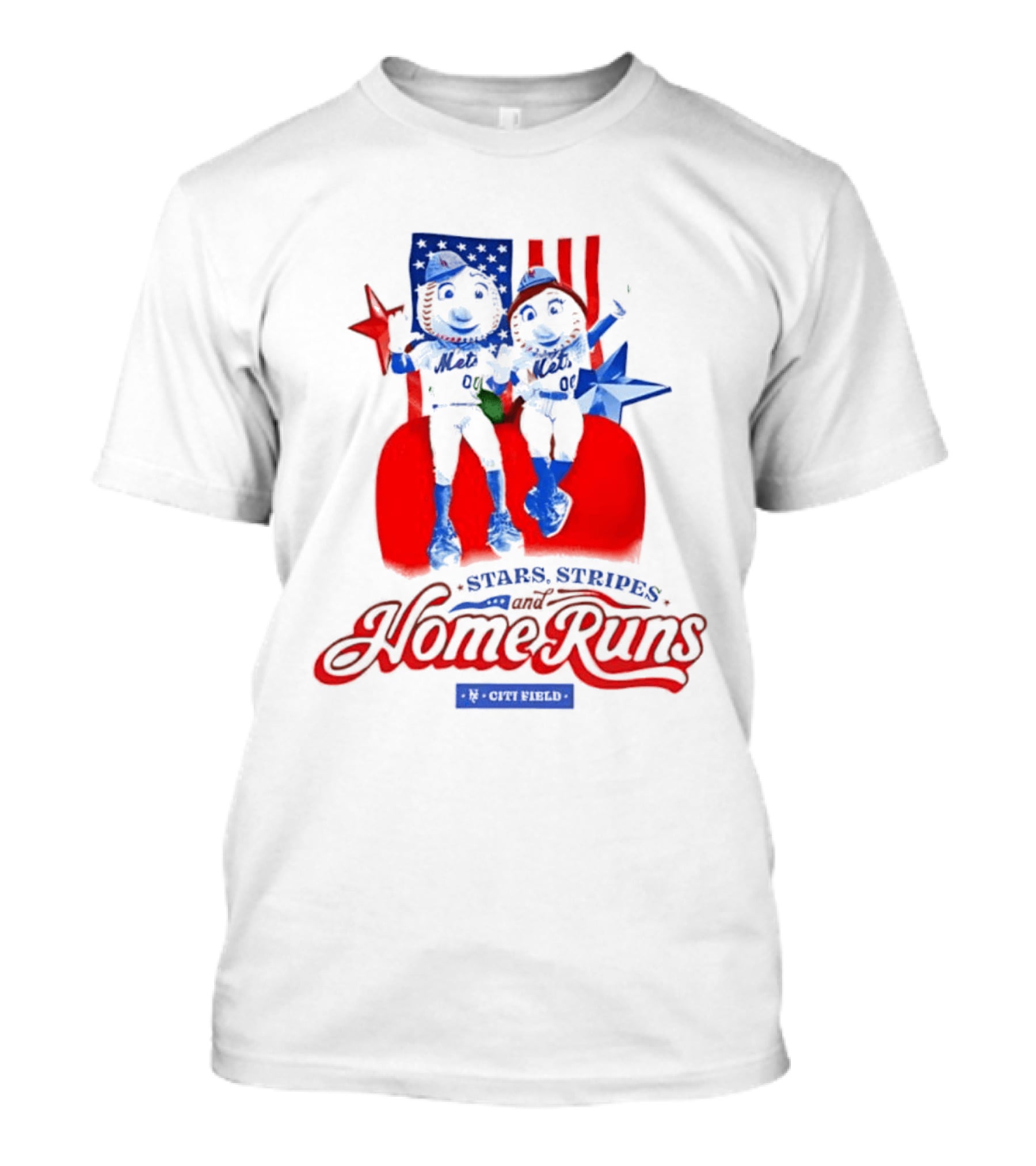 New York Mets Stars Stripes Home Runs Mr Met America T-Shirt