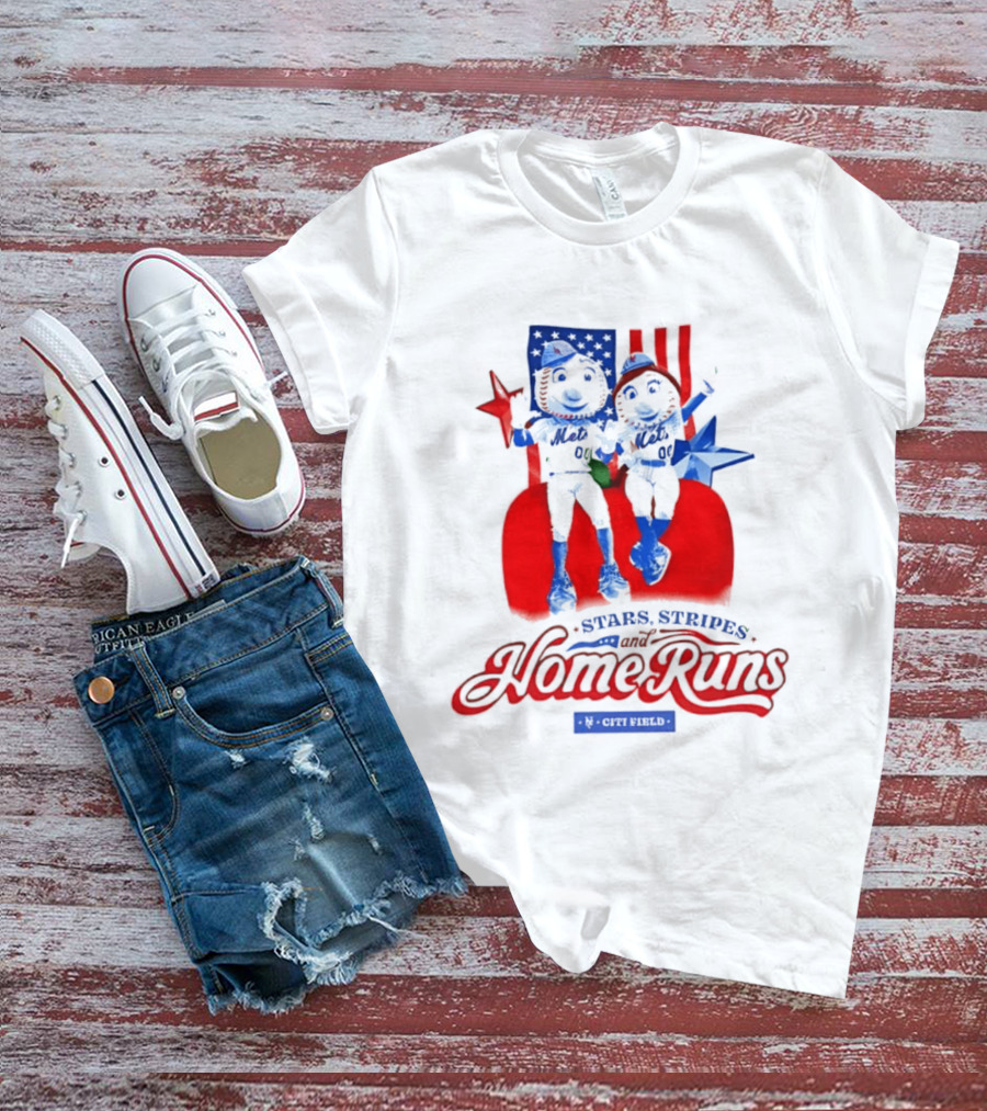 New York Mets Stars Stripes Home Runs Mr Met America T-Shirt