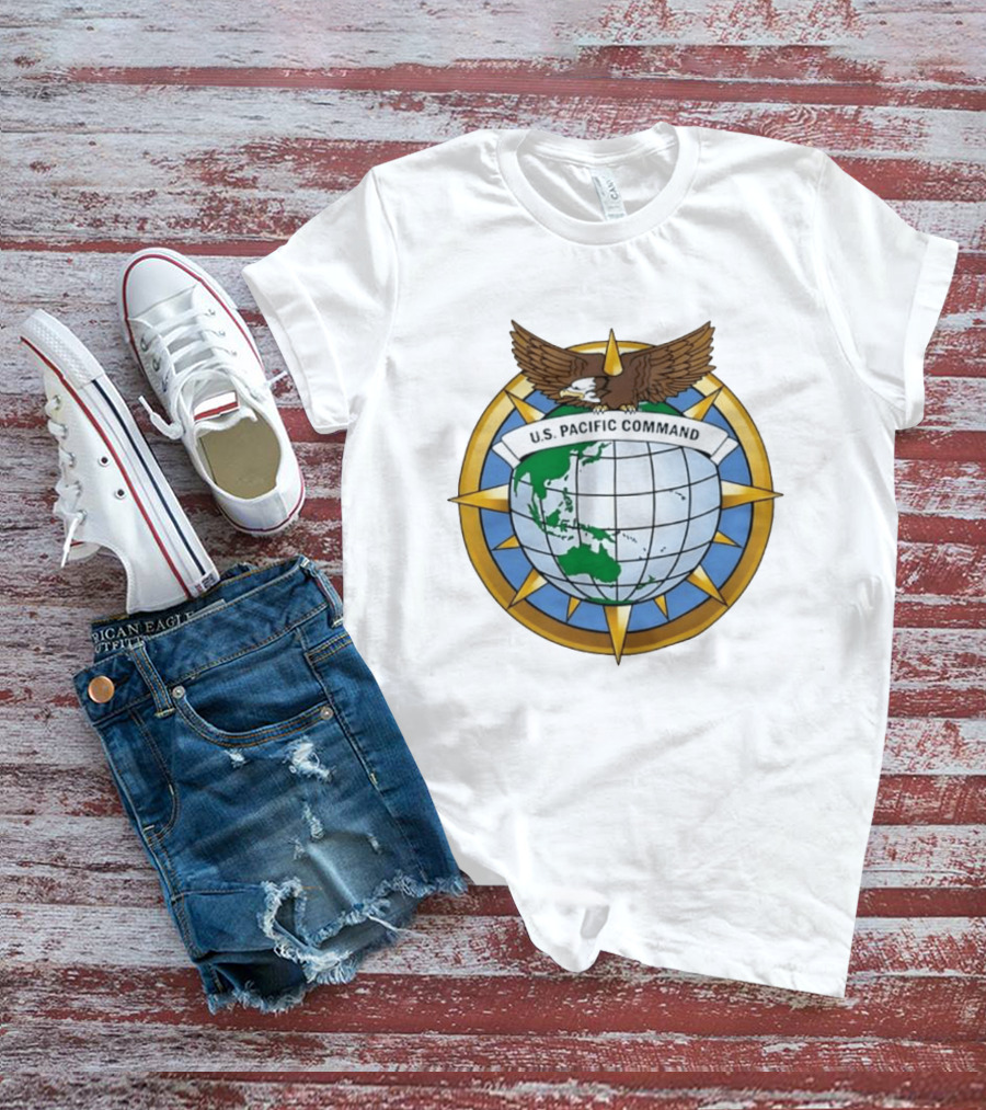 U.S. Pacific Command Eagle Emblem Indo Pacific Map T-Shirt