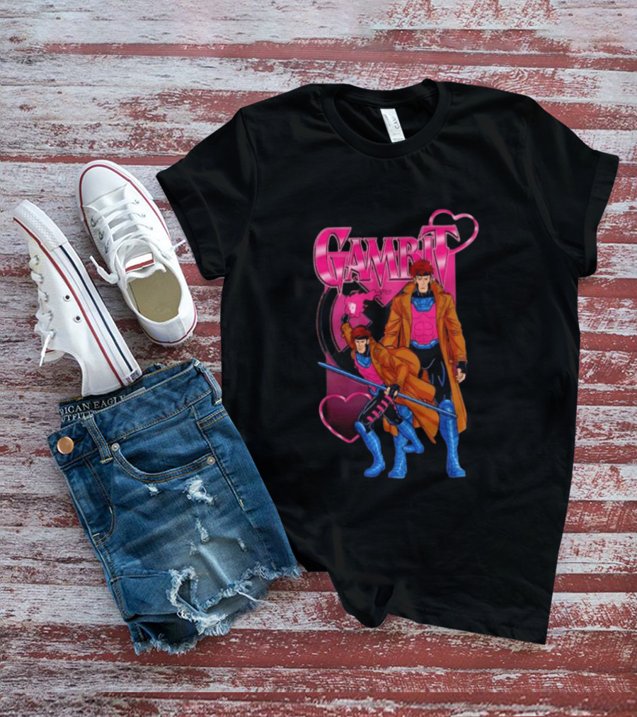 Gambit X Men Marvel Comics Character Playing Cards Hearts And Staff T-Shirt