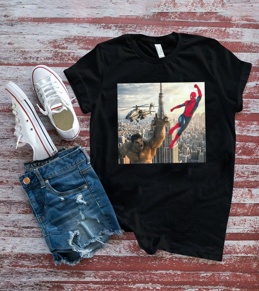 Brand New Day Spider Man And Hulk In Epic New York Battle Scene T-Shirt