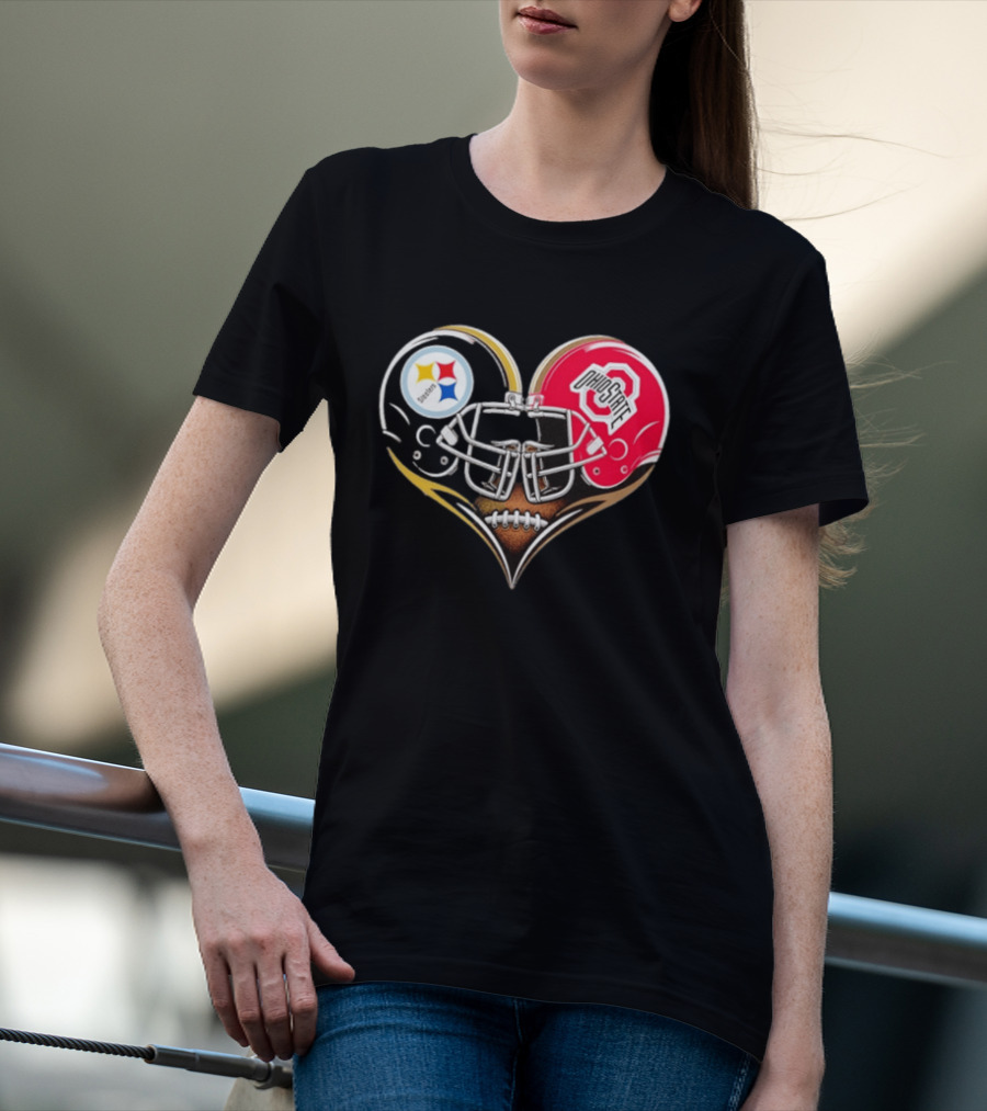 Steelers Ohio State Buckeyes Heart Helmet Fan Love T-Shirt