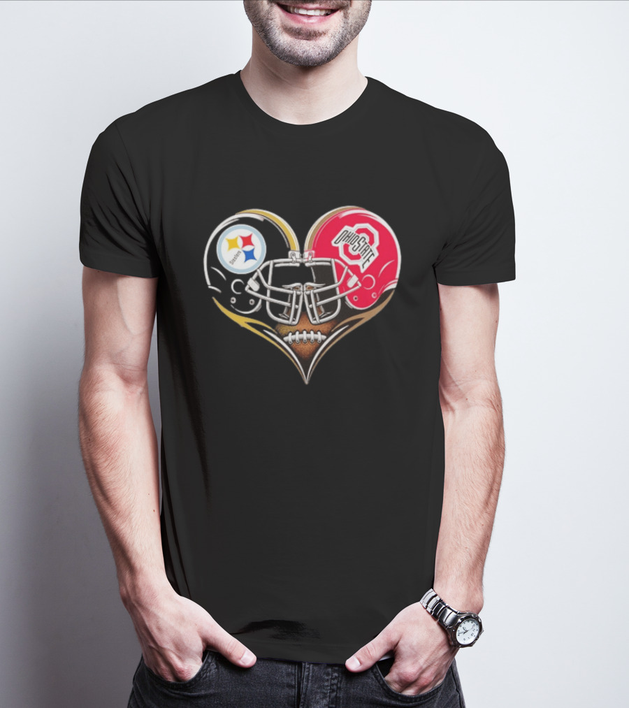Steelers Ohio State Buckeyes Heart Helmet Fan Love T-Shirt