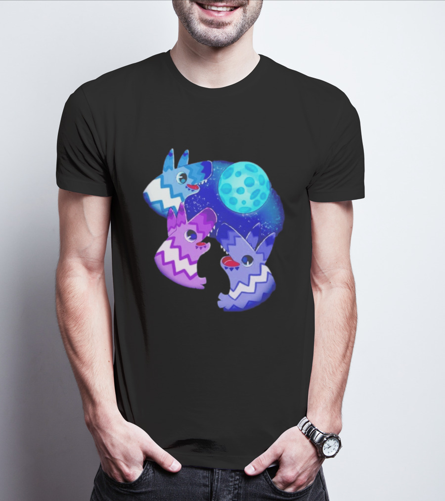 Pinata Dogs Howling At The Moon Blue Zigzag T-Shirt