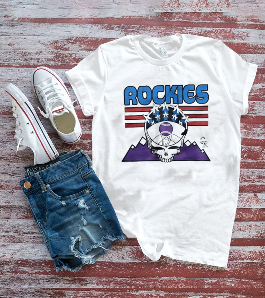 Rockies Skull Grateful Dead CR Baseball T-Shirt
