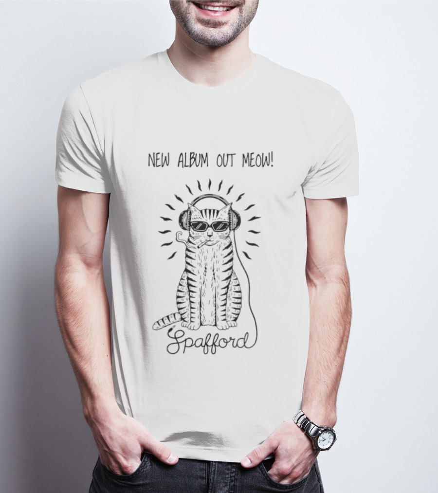 Spafford New Album Release Meow Cat Wearing Headphones T-Shirt