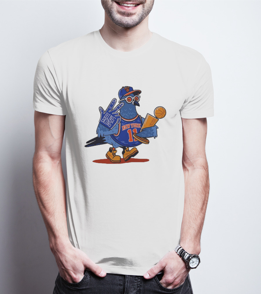 New York Knicks NBA Pigeon Bing Bong 26 73 70 Trophy T-Shirt