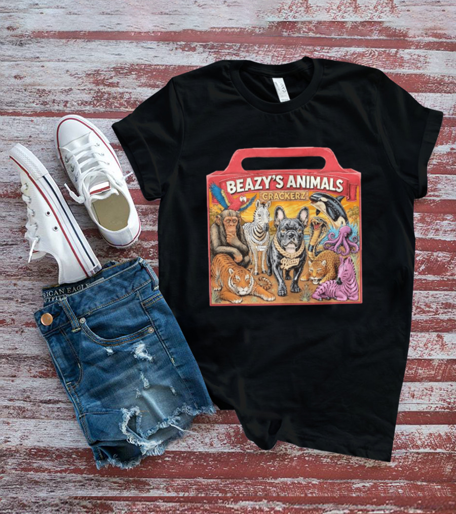 Beazy's Animals Crackerz French Bulldog Tiger Zebra Monkey Parrot Octopus T-Shirt
