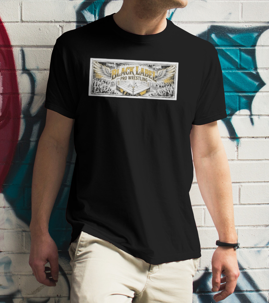 Black Label Pro Wrestling Winged Ring Fans Indie Wrestling T-Shirt