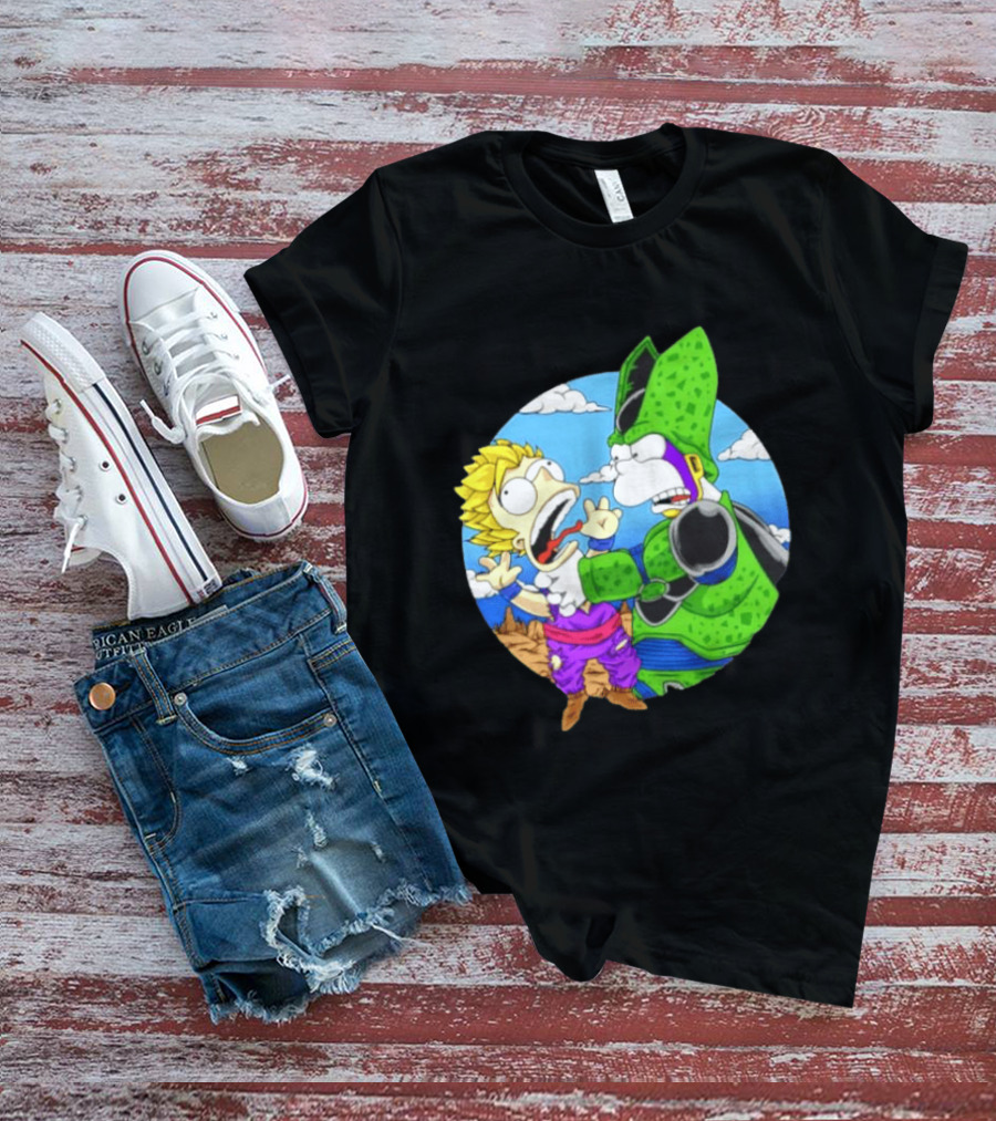 Gohan Cell Dragon Ball Z Bart Homer Simpson Mashup Clash T-Shirt