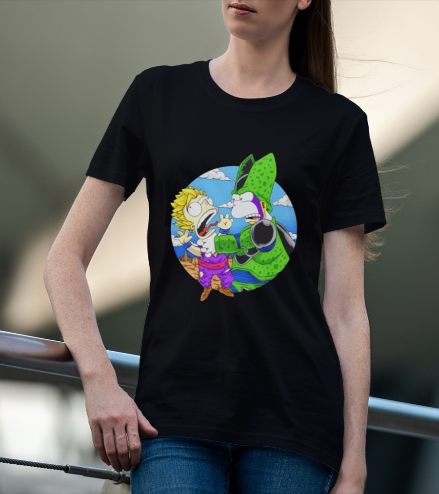 Gohan Cell Dragon Ball Z Bart Homer Simpson Mashup Clash T-Shirt