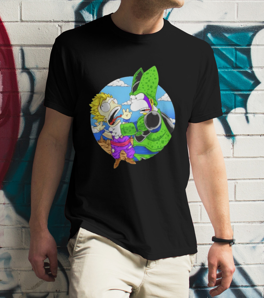 Gohan Cell Dragon Ball Z Bart Homer Simpson Mashup Clash T-Shirt