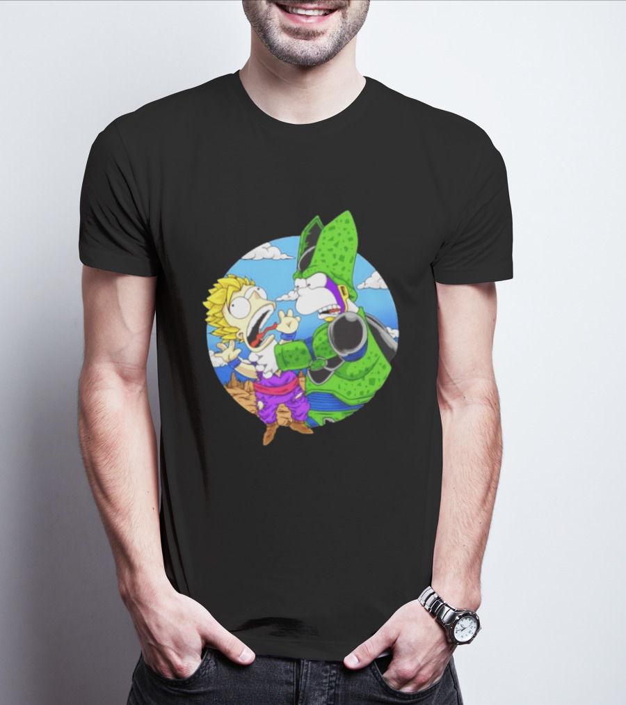 Gohan Cell Dragon Ball Z Bart Homer Simpson Mashup Clash T-Shirt