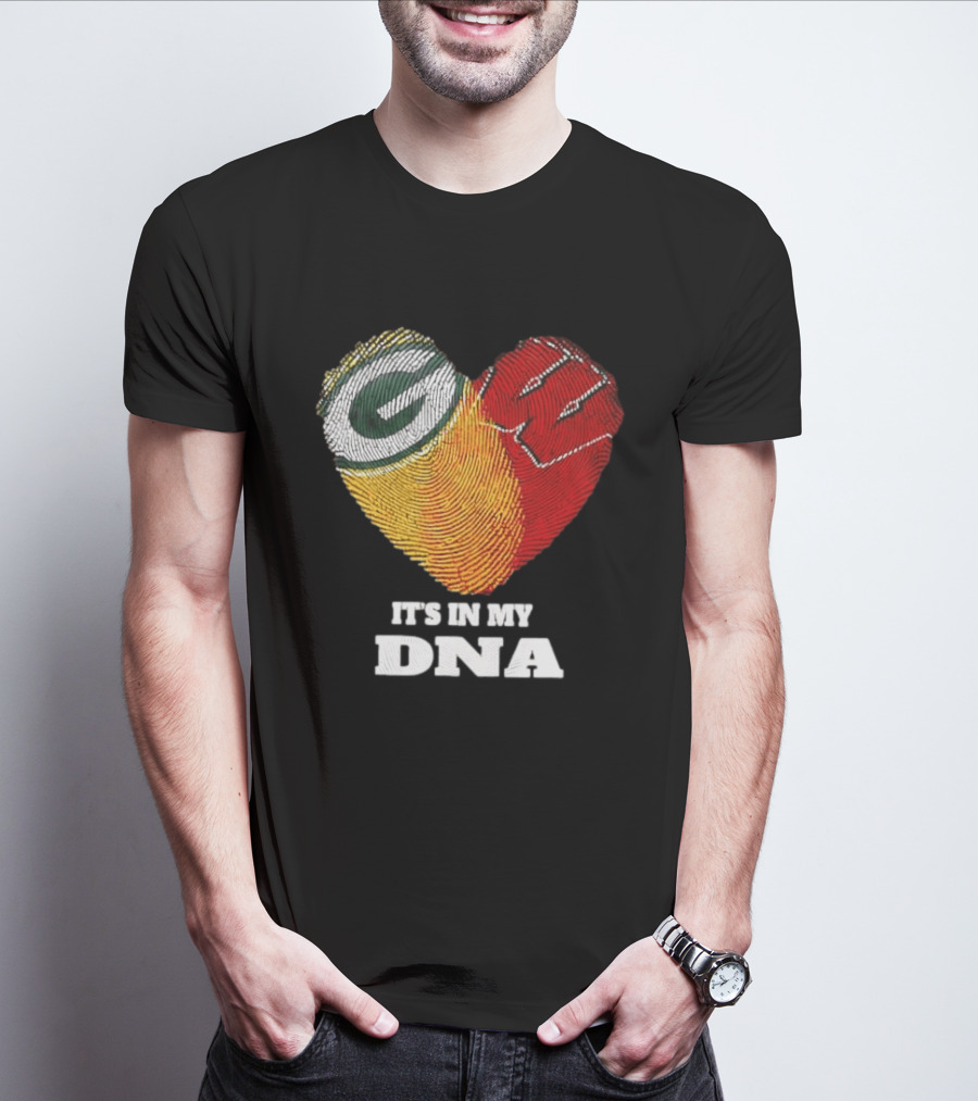 Green Bay Packers It's In My DNA Heart Fingerprint T-Shirt