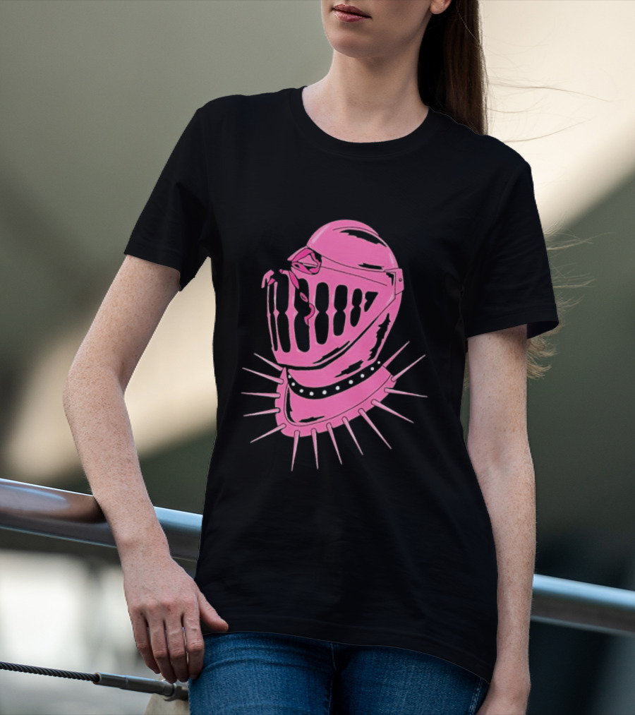 Knight Helmet With Pink Bow And Spiked Choker Aesthetic T-Shirt
