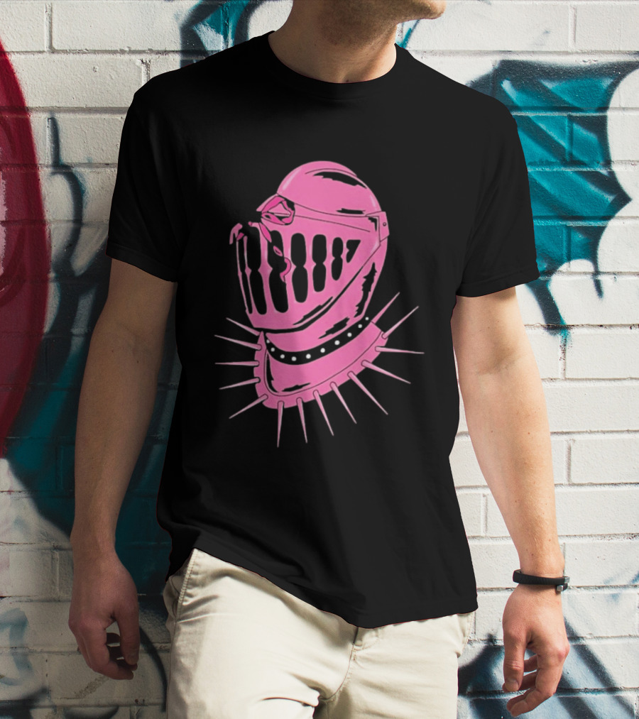 Knight Helmet With Pink Bow And Spiked Choker Aesthetic T-Shirt