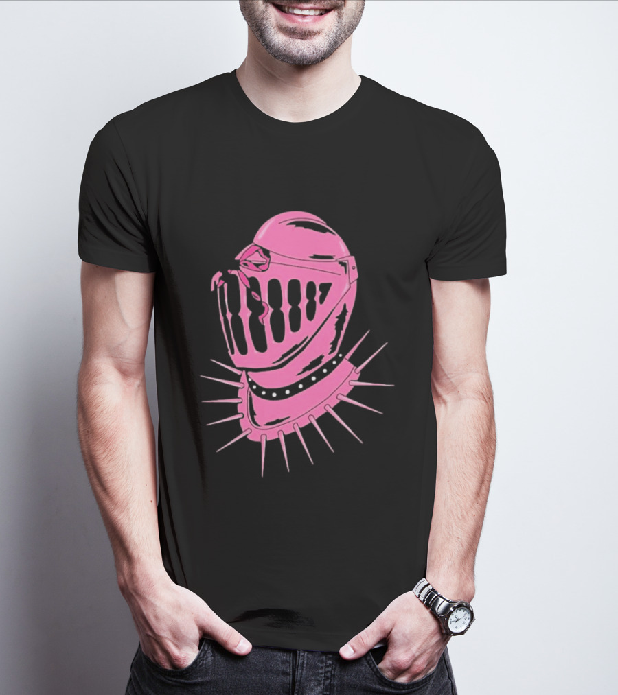 Knight Helmet With Pink Bow And Spiked Choker Aesthetic T-Shirt