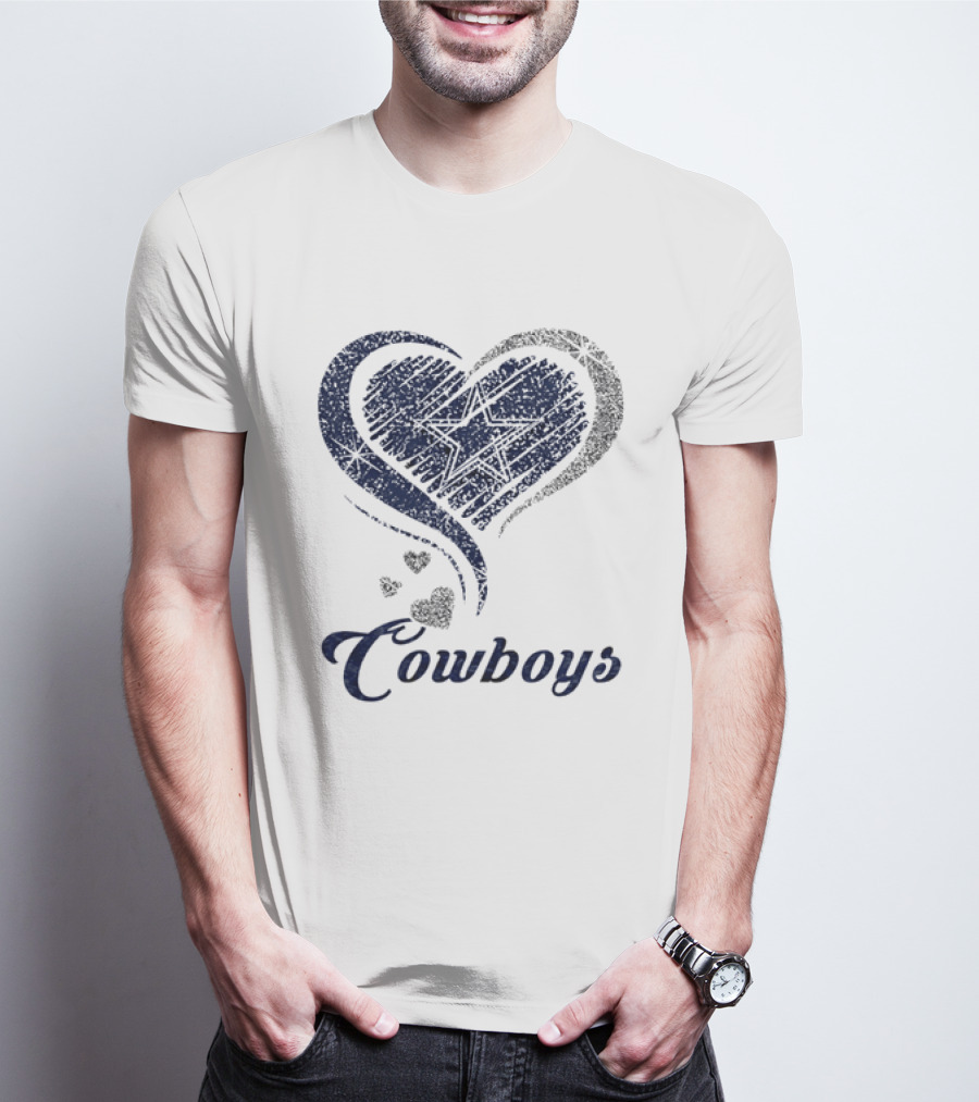 Dallas Cowboys Heart Glitter T-Shirt