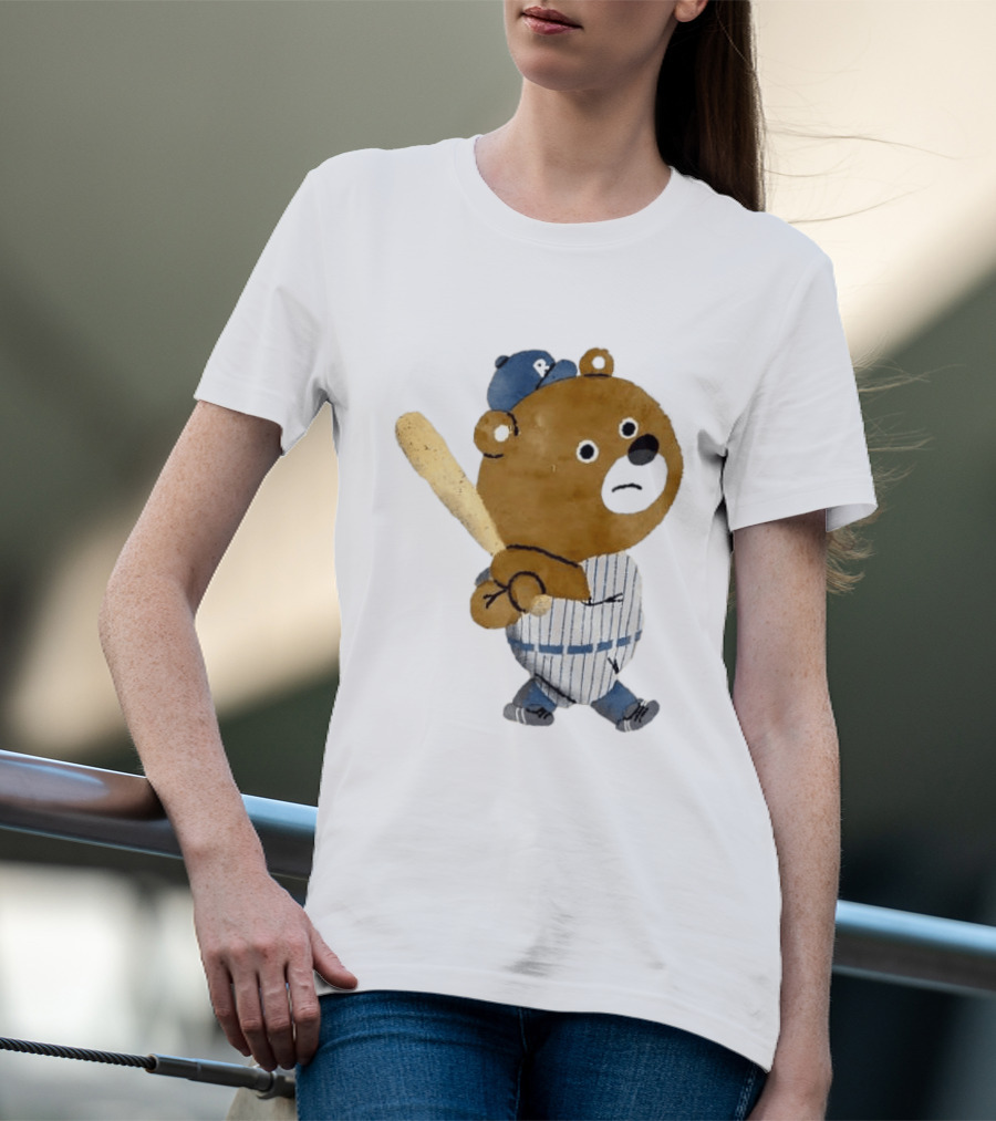 Kuma Bear Takuto Nakagawa Baseball Player Character In Striped Uniform T-Shirt