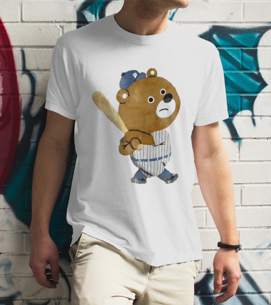 Kuma Bear Takuto Nakagawa Baseball Player Character In Striped Uniform T-Shirt