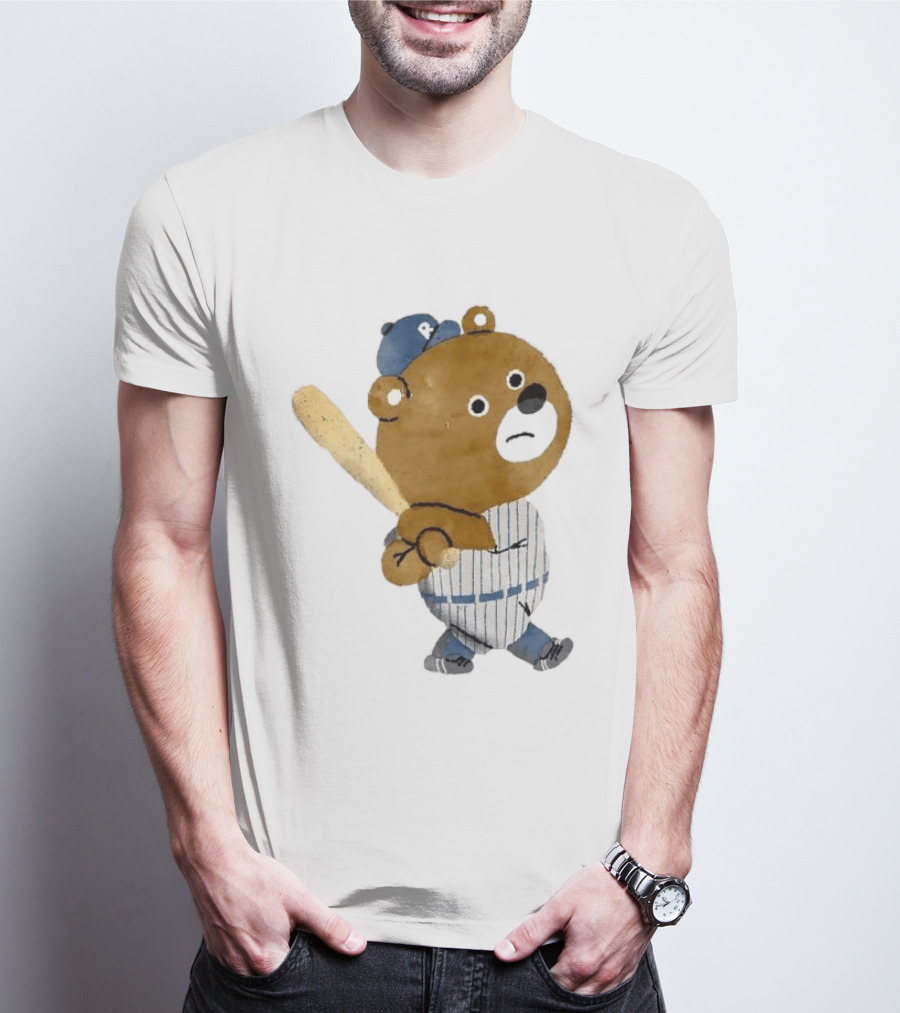Kuma Bear Takuto Nakagawa Baseball Player Character In Striped Uniform T-Shirt