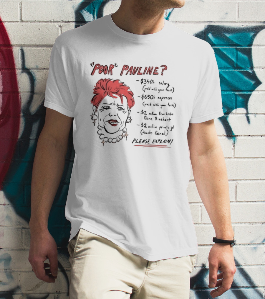 POOR PAULINE 340k Salary Expenses Political Satire Please Explain T-Shirt