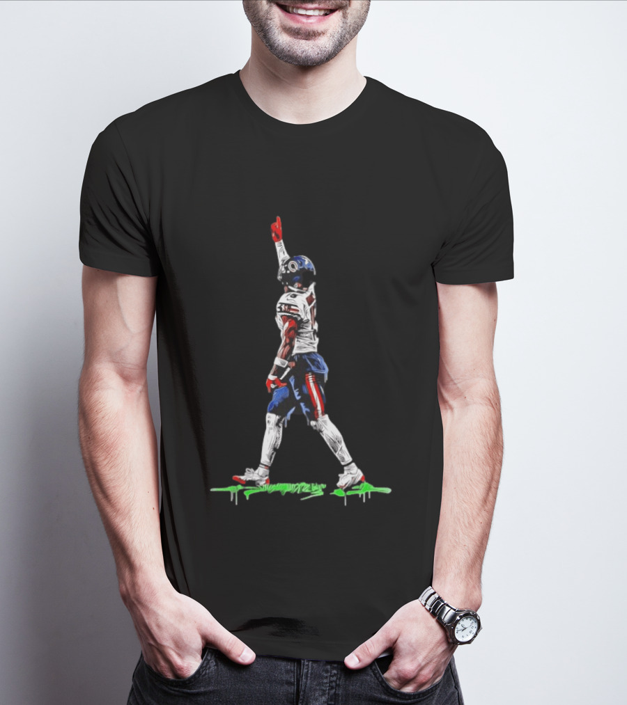 DJ Moore Chicago Bears Touchdown Celebration Action Pose Football Graffiti T-Shirt