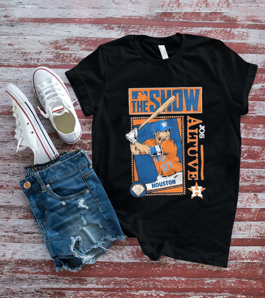 Houston Astros Jose Altuve The Show MLB Player Homage Navy Tri Blend T-Shirt
