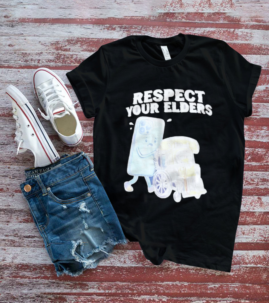 Respect Your Elders Smartphone And Vintage Telephone T-Shirt