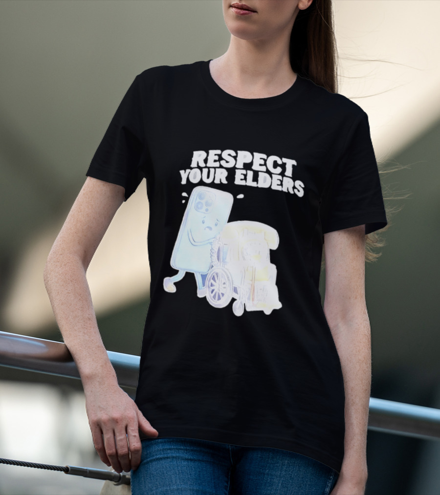 Respect Your Elders Smartphone And Vintage Telephone T-Shirt
