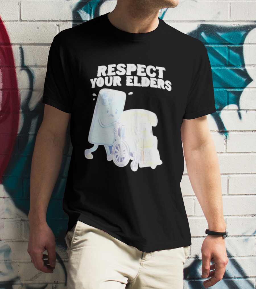 Respect Your Elders Smartphone And Vintage Telephone T-Shirt