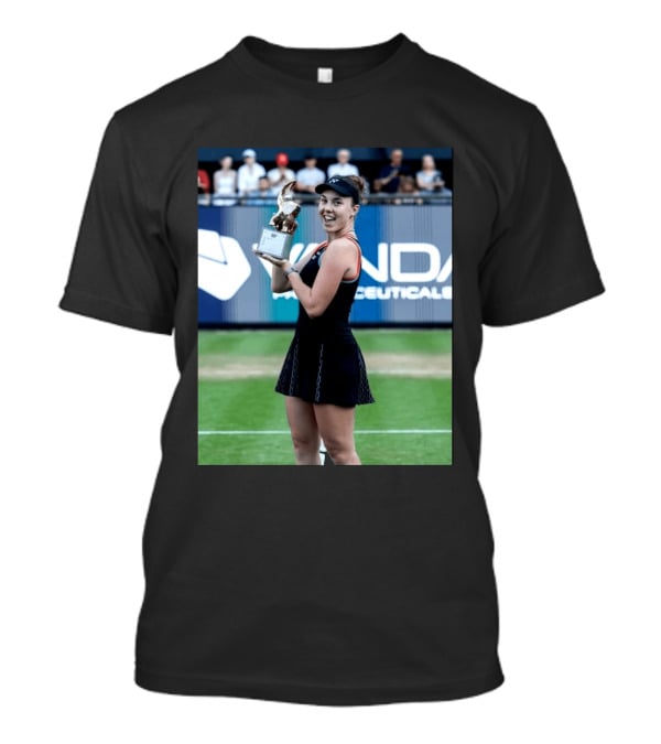 Linda Wins Tennis Title Holding Trophy On Grass Court T-Shirt