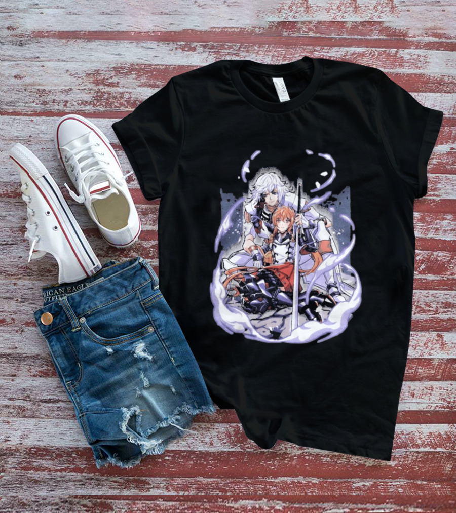 Tragic Couple Heart Anime Fantasy Duo With Sword And Armor T-Shirt