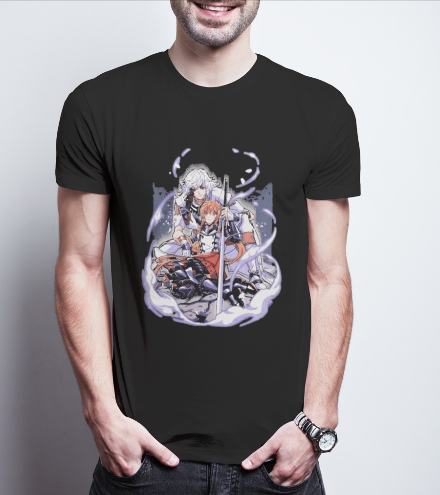 Tragic Couple Heart Anime Fantasy Duo With Sword And Armor T-Shirt