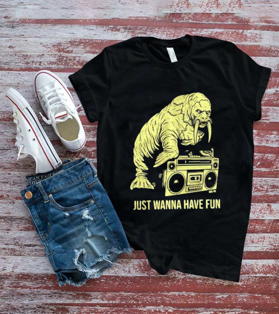 Walrus DJ Just Wanna Have Fun With Boombox T-Shirt