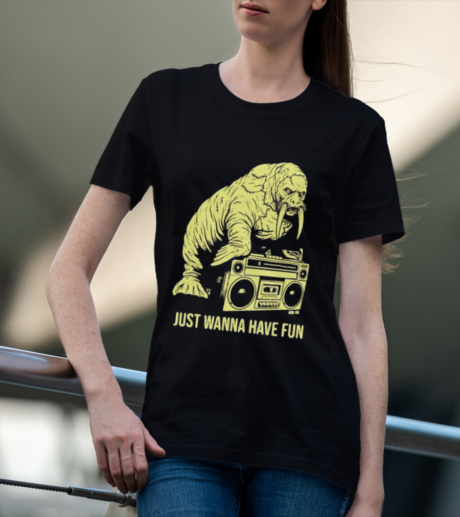 Walrus DJ Just Wanna Have Fun With Boombox T-Shirt