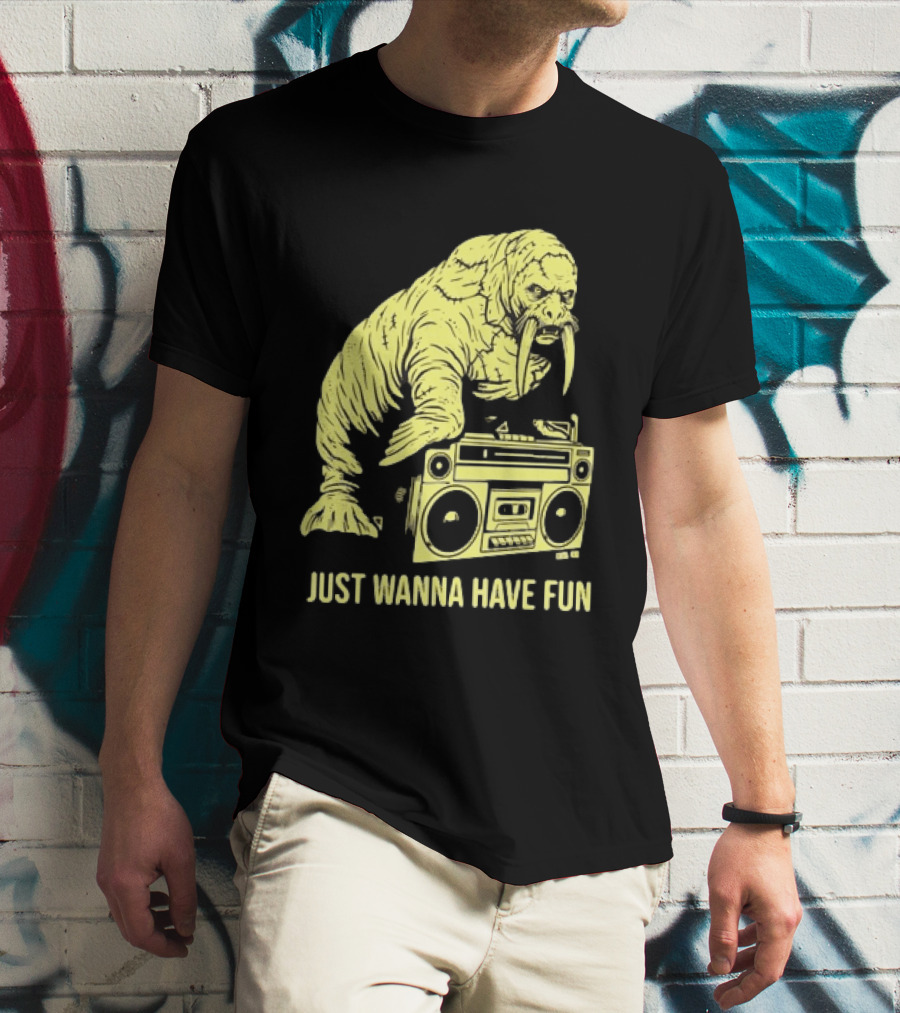 Walrus DJ Just Wanna Have Fun With Boombox T-Shirt