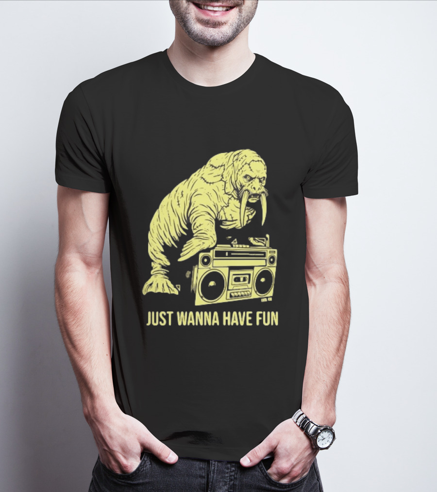 Walrus DJ Just Wanna Have Fun With Boombox T-Shirt