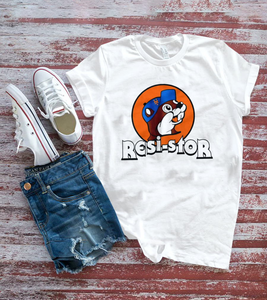 New York Mets Buc Ee's Resi Stor Beaver Blue Cap T-Shirt