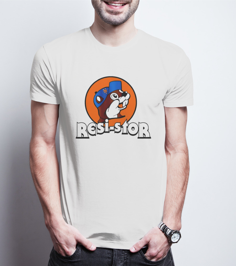 New York Mets Buc Ee's Resi Stor Beaver Blue Cap T-Shirt