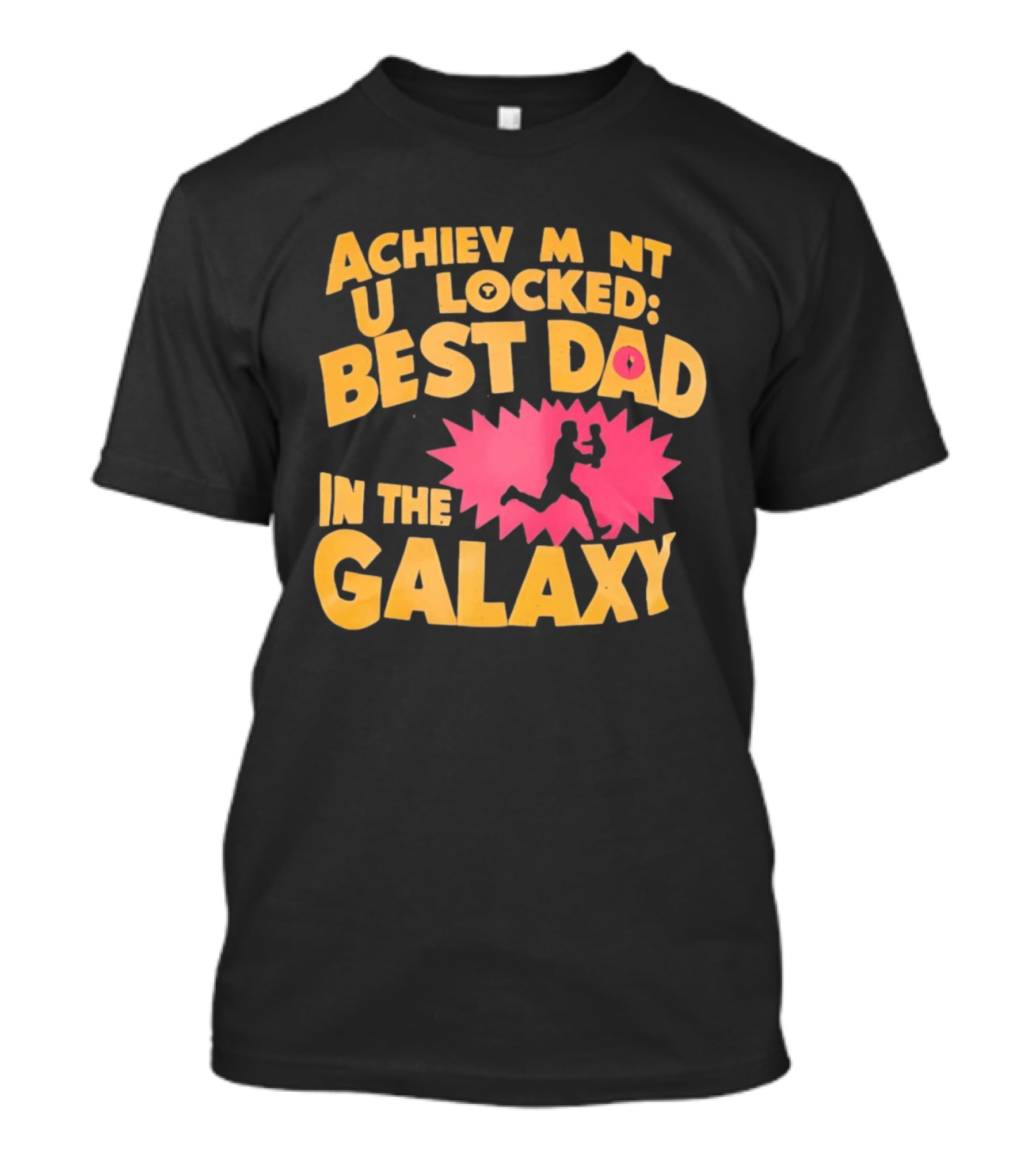 Achievement Unlocked Best Dad In The Galaxy Running With Child T-Shirt