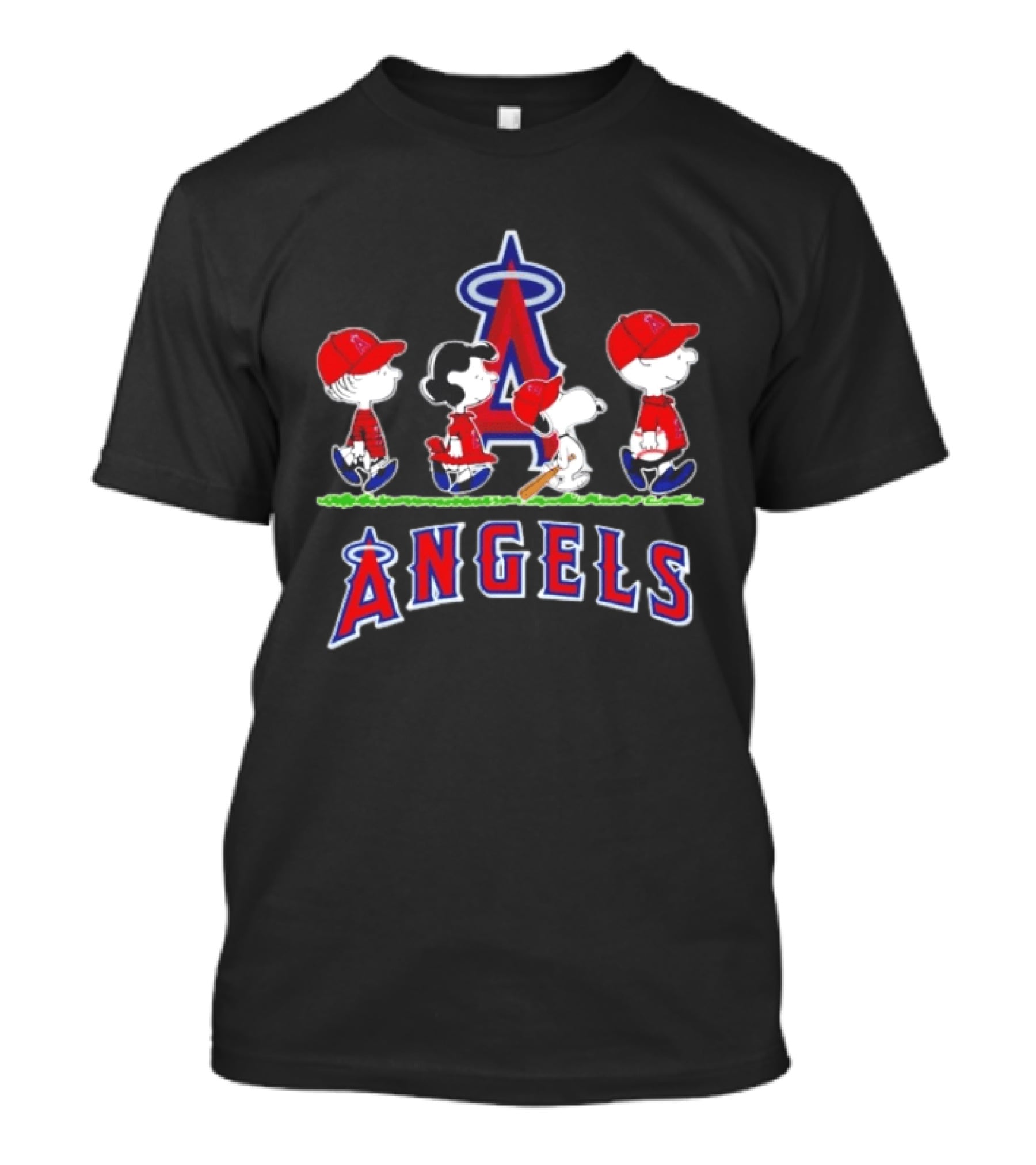 Charlie Brown Lucy Snoopy Peanuts Angels MLB Baseball T-Shirt